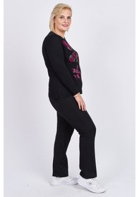 Resim Flaş Triko Kadın Çiçekli Nakış Detaylı Bluz 3320806 Siyah Siyah 