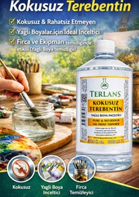 Resim Terlans Kokusuz Terebentin 1000 ml Odorless Oil Paint Thinner Tamamen Kokusuz 
