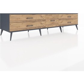 Resim Kronos Tv Ünitesi 5 Çekmeceli 220x59x51 Antrasit-çam Atlas Çam/atlas Çam - Antrasıt 