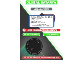 Resim Global Batarya Arzum AR4301 Robotek X2 Uyumlu Akıllı Robot Süpürge Bataryası 14.4V 3500MAH Pil (Ultra Kapasite) 