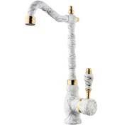 Resim RUSTİK KUZU EVYE BEYAZ MERMER DESENLİ Beyaz - Gold 
