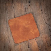 Resim minimal X Bardak Altlığı - Gerçek Deri - Minimalist Tasarım - 6 Adet - Camel 