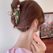 Resim 1 adet Kızın Trendy Çilek Saç Tokası, Kadın Kızlar Metal Saç Tokası Ponytail Büyük Saç Tokası Aksesuarları Başlık 