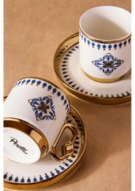 Resim Perotti Cihangir 2 Kişilik 4 Parça Kahve Fincan Takımı 40038 Beyaz - Altın 