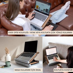 Resim Braventa Collection Vigo Wood - LS051 Minderli Eğim Ayarlanabilir Mousepadli Laptop Sehpası 