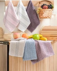 Resim 6 lı El Yüz Mutfak Havlusu Seti Zincir Desen 30 X 50 Cm 