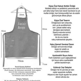 Resim Mutfak Önlüğü Kişiye Ve İsme Özel Nakışlı Mutfak Önlüğü Kalpli 01 Farklı Renkler Bordo 