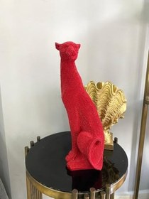 Resim Dekoratif Çita Leopar Biblo büst Heykel Kırmızı 