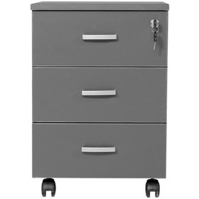 Resim Ofisbazaar 3 Çekmeceli Kilitli Tekerlekli Keson 60x45x40 Cm 18 Mm Suntalam - Antrasit Gri 