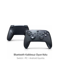 Resim Kablosuz Switch Uyumlu Oyun Kolu Bluetooth Titreşimli Ergonomik Gamepad Pc Android Uyumlu 