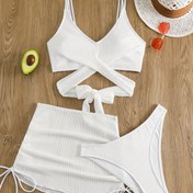 Resim Yeni Şık ve Seksi Çapraz Askılı Kadın Bikini Takımı Yüzme için., Plaj Modası|Yüksek Bel Bikini|Esnek Polyester Karışımı, Yüksek Bel Bikini Takımı 