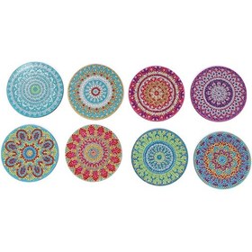 Resim Konesam Ahşap Ve Reçine El Yapımı Pırlanta Resim Bardak Altlığı, 8 Adet, Noel Dekorasyonu Hediyesi, 10x10cm, Aa1060 Çok Renkli 