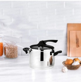 Resim Nehir Silver Trend Paslanmaz Çelik 4 Litre Düdüklü Tencere Gümüş - Siyah 