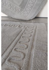 Resim 2'li Püsküllü Ayak Havlusu-%100 Pamuk-50x70 Cm-gri Gri 