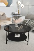 Resim BETA AKSESUAR Oslo Orta Sehpa - Füme Cam / Siyah Mdf 