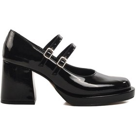 Resim Siyah Platform Topuk Kadın Abiye Ayakkabı 336526 Z Siyah Rugan 