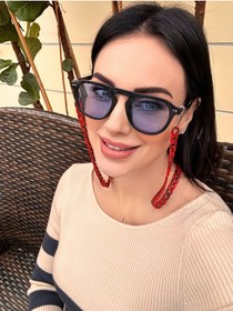 Resim ElizaStore Reçine Kırmızı Kemik Gözlük Zinciri 