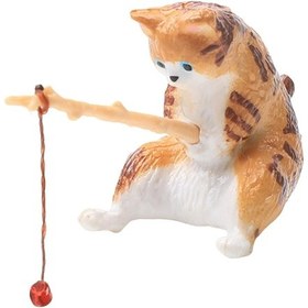 Resim Homyl Kedi Balıkçılık Heykelcik Bahçe Için Leopar-turuncu 