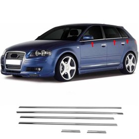 Resim MYTUNİNG Audi A3 Krom Cam Çıtası 6 Parça P.çelik 2004-2012 Arası 