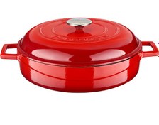 Resim Lava Döküm Çok Amaçlı Yayvan Tencere Döküm Demir Yekpare Kulplu Kubbe Form Kapaklı Edition Serisi Çap 28cm Mavi 