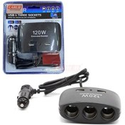 Resim 12v-24v Çakmak Soketi Enerji Soketi Çakmak 3 + Usb 2 Kablolu 