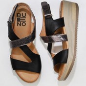Resim Bueno Shoes Siyah Deri Kadın Dolgu Topuklu Sandalet 01wl3306 