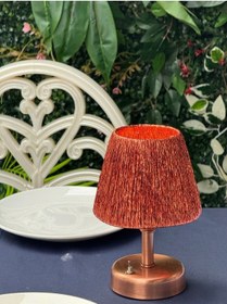 Resim Modern Led Abajur Bakır Üst Bakır-alt Bakır Detay 9v Pil 75-90 Saat 