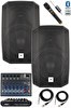 Resim Maxword MAXI-12A-MIXER 12" Aktif Hoparlör Mikser ve Mikrofon Ses Sistemi Seti 2 Adet (1200 W + 1200 W) 