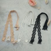Resim 1 Çift Çiçekli Sütyen Askıları - Ayarlanabilir Yedek Omuz Askıları İç Çamaşırı için, Bej/Beyaz/Siyah Metal Tokalarla, Polyester Kumaş, Kadın Moda Aksesuarları 