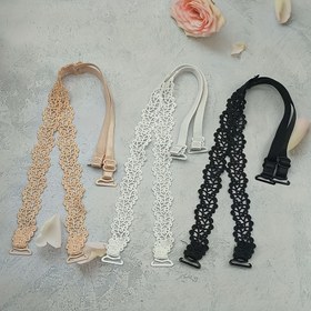 Resim 1 Çift Çiçekli Sütyen Askıları - Ayarlanabilir Yedek Omuz Askıları İç Çamaşırı için, Bej/Beyaz/Siyah Metal Tokalarla, Polyester Kumaş, Kadın Moda Aksesuarları 