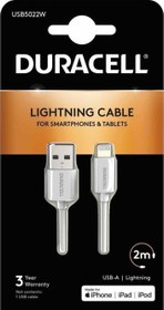 Resim 2m Lightning to USB-A Şarj Kablosu - Beyaz Duracell