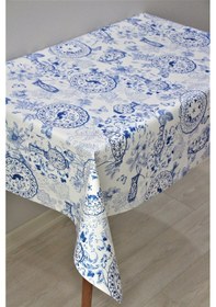 Resim Elyaf Astarlı Silinebilir Pvc Muşamba Masa Örtüsü C140-1vazo-mavi 
