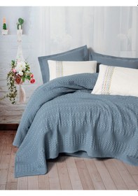 Resim Cotton Box Aura Tek Kişilik Pike Takımı Pebble Indigo Mavi 