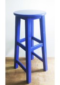 Resim Ahşap Bar Taburesi-70 Cm Oturma Yüksekliği - Mavi 