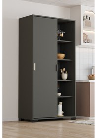 Resim Luna Antrasit Döner Çok Amaçlı Dolap Raflı Mutfak Ve Kiler Dolabı Antrasit 