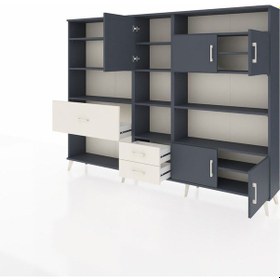 Resim Arges Dolap 13 Raflı 3 Çekmeceli 5 Kapaklı 220x30x163 Antrasit-antrasit/aytaşı Antrasıt/aytası - Antrasıt 