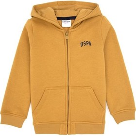 Resim U.S. Polo Assn. Erkek Çocuk Hardal Fermuarlı Kapüşonlu Örme Hırka 50313852-VR151 