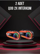 Resim 2 Adet Q08 2x 1000m Telsiz Mesafeli Özellikli 2 Kişi Bağlantılı Bluetooth Kask Kulaklık Ekranlı Fenerli Interkom 