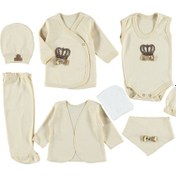 Resim Mdm Taç Taş Baskili Organik 8'li Zibin Seti Krem 