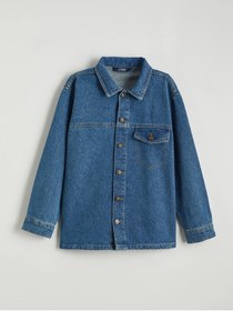 Resim LC Waikiki LCW Kids İndigo Uzun Kollu Erkek Çocuk Jean Gömlek 
