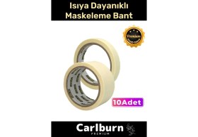 Resim Carlburn Isıya Dayanıklı Krep Kağıt Kolay Sökülebilen Kağıt 25MT Maskeleme Boya Badana Bandı - 10 Adet 