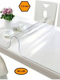 Resim MRT PLASTİK 1,2 mm PVC MASA ÖRTÜSÜ, ŞEFFAF MASA KAPLAMASI, 80x80 