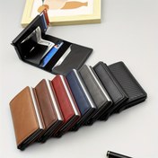 Resim Erkekler için Otomatik Kartlıklı RFID Engelleme Cüzdan, Karbon Fiber ve Yapay Deri, 6 Renk Seçeneği (Siyah, Kahverengi, Kırmızı, Mavi, Gri, Beyaz), İnce Hırsızlık Önleyici Tasarım, İş ve Günlük Kullanım İçin Kartlıklı Cüzdan 