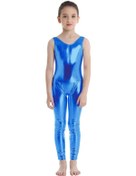 Resim Pembe Çocuk Kız Kolsuz Parlak Bale Dans Jimnastik Leotard Uzun Tulum Unitard Giyim Pembe 