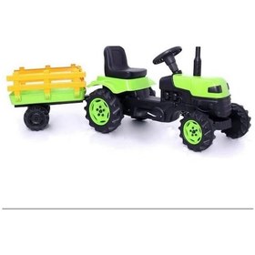 Resim Pedallı Traktör Römorklu Yeşil 