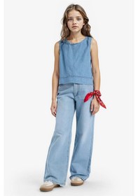 Resim DeFacto Kız Çocuk Kolsuz Jean Bluz E6194A825SMNM28 