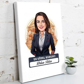 Resim Karikatürlü En Güzel Bankacı Kanvas Tablo 