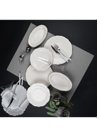 Resim Porser Fulya 18 Parça Yemek Takımı Platin Fileli 