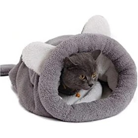 Resim Yumuşak Kedi Tüneli, Uyku Tulumu, Pembe Renk, Rahat Açik Mavi 