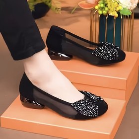 Resim Kadınlar için Taşlı Fiyonk Detaylı Slip-On Loafer Ayakkabılar - Nefes Alabilen Mesh Yuvarlak Burun Rahat Üst & Plastik Taban, Her Mevsim İçin Çok Yönlü Günlük ve Resmi Ayakkabılar, Modaya Uygun Loaferler, Nefes Alabilen Mesh Ayakkabılar 